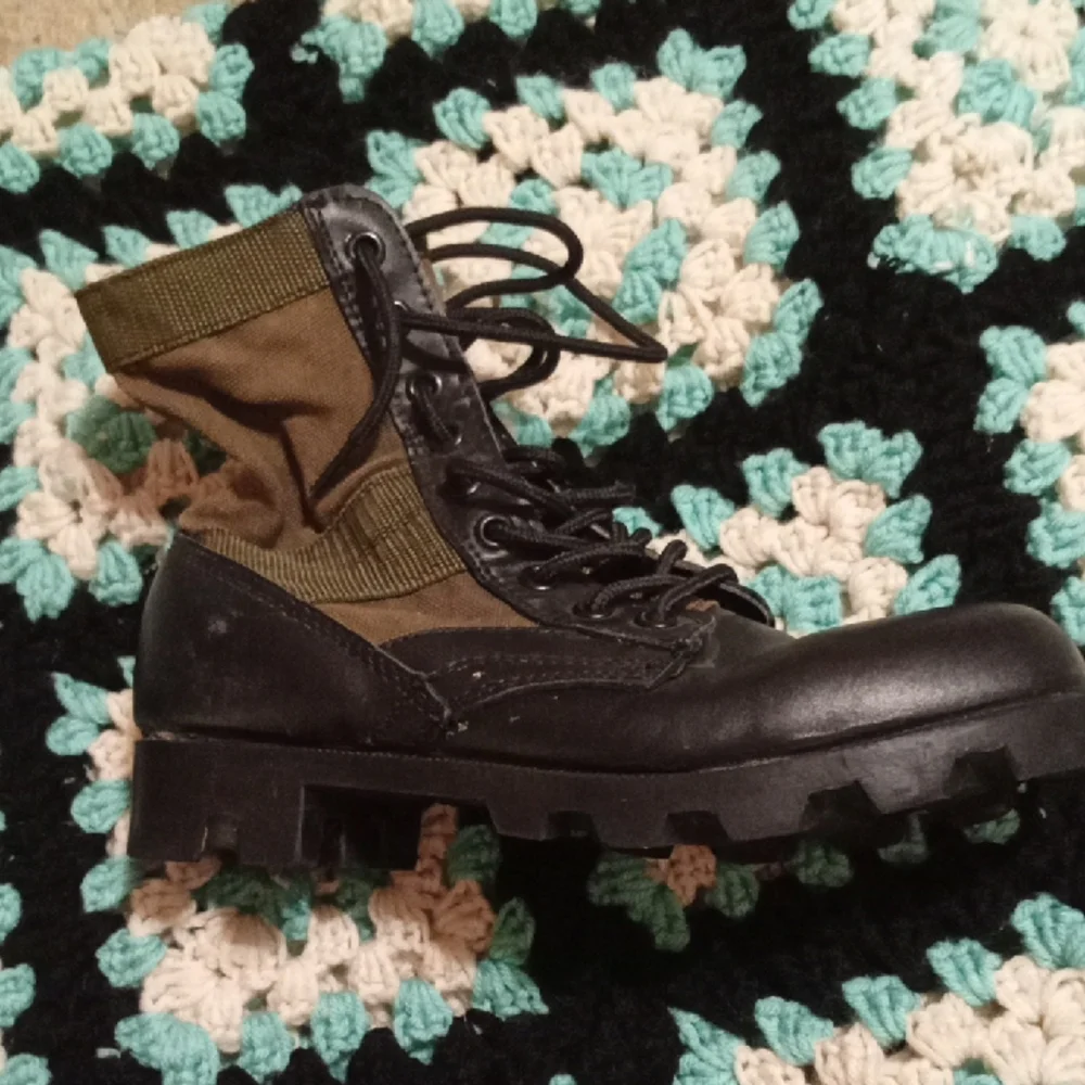 Mens Sz 6R Military Black Olive Combat Boots Camo Jungle Lace Up Womens Sz 9 Tac